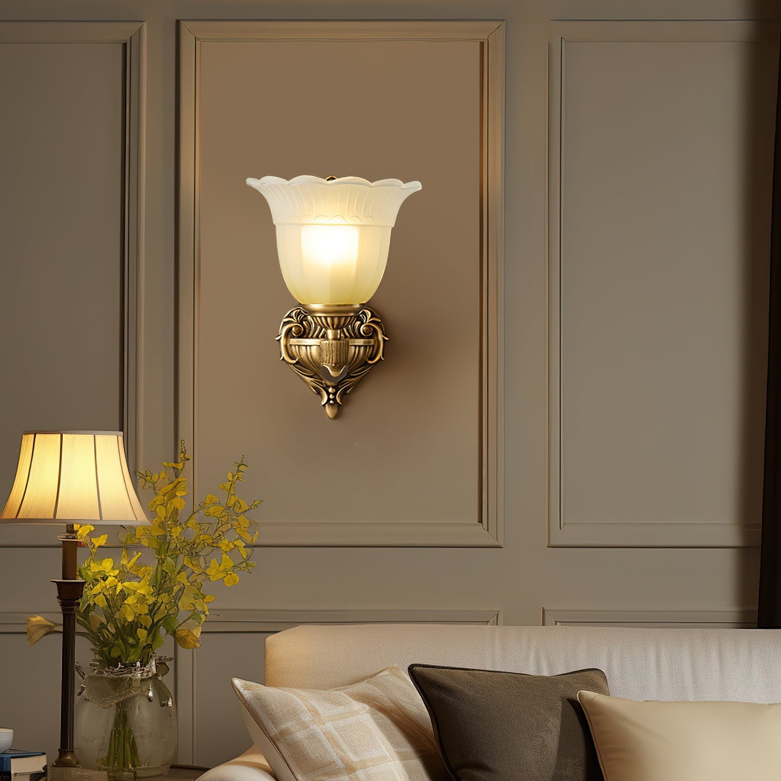 Sifuvyd Luxury Flower Brass Glass Sconce - Letslighting