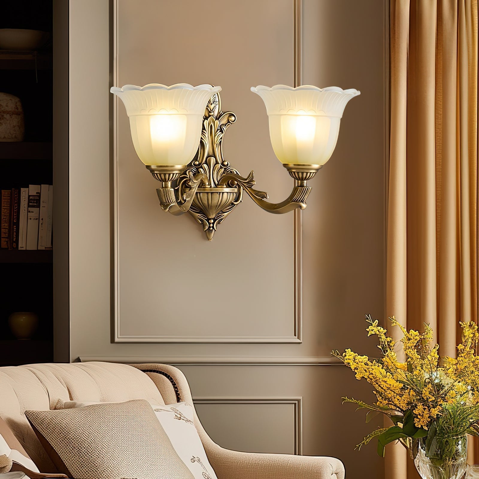 Sifuvyd Luxury Flower Brass Glass Sconce - Letslighting