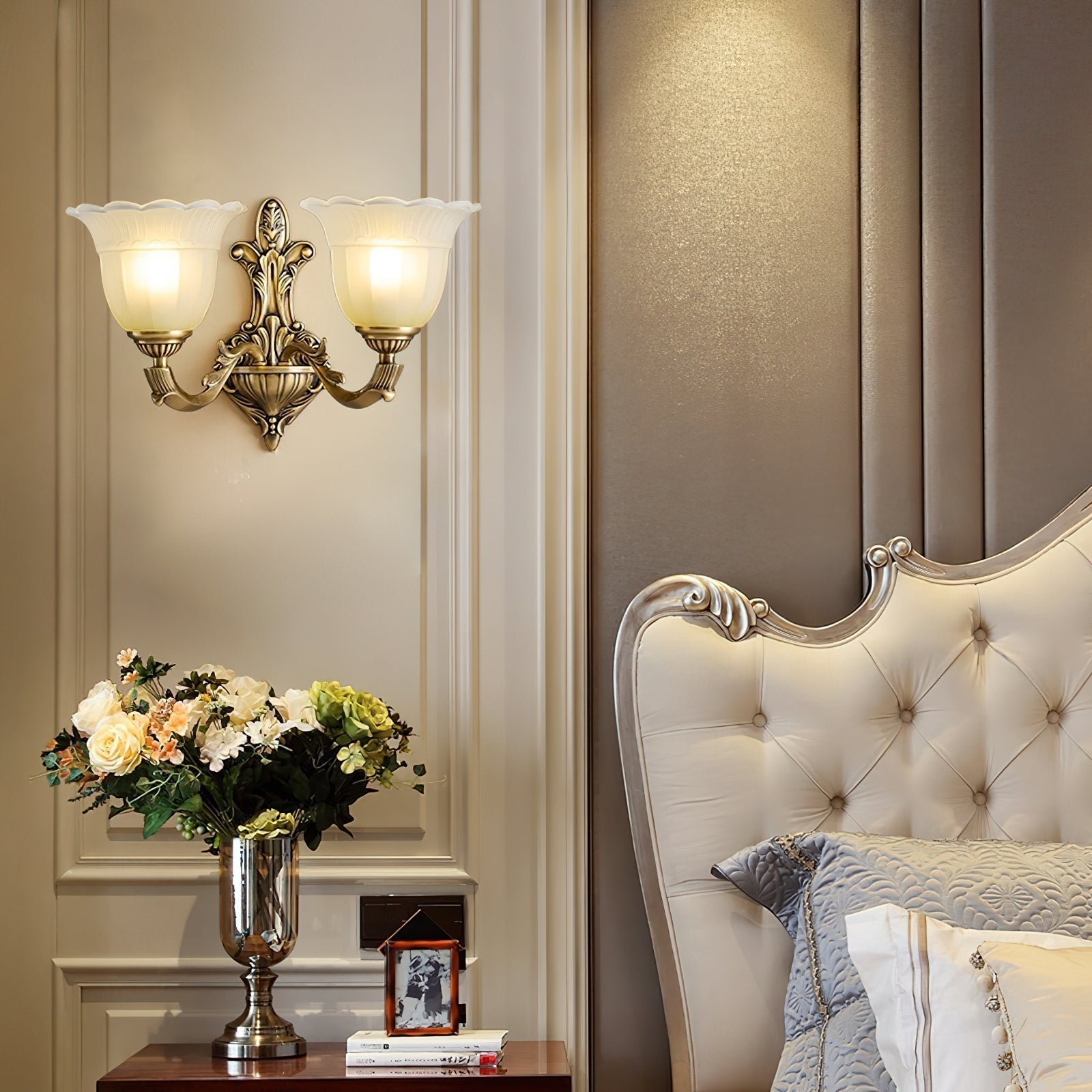 Sifuvyd Luxury Flower Brass Glass Sconce - Letslighting