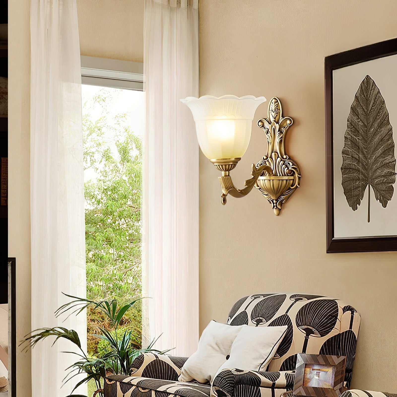 Sifuvyd Luxury Flower Brass Glass Sconce - Letslighting
