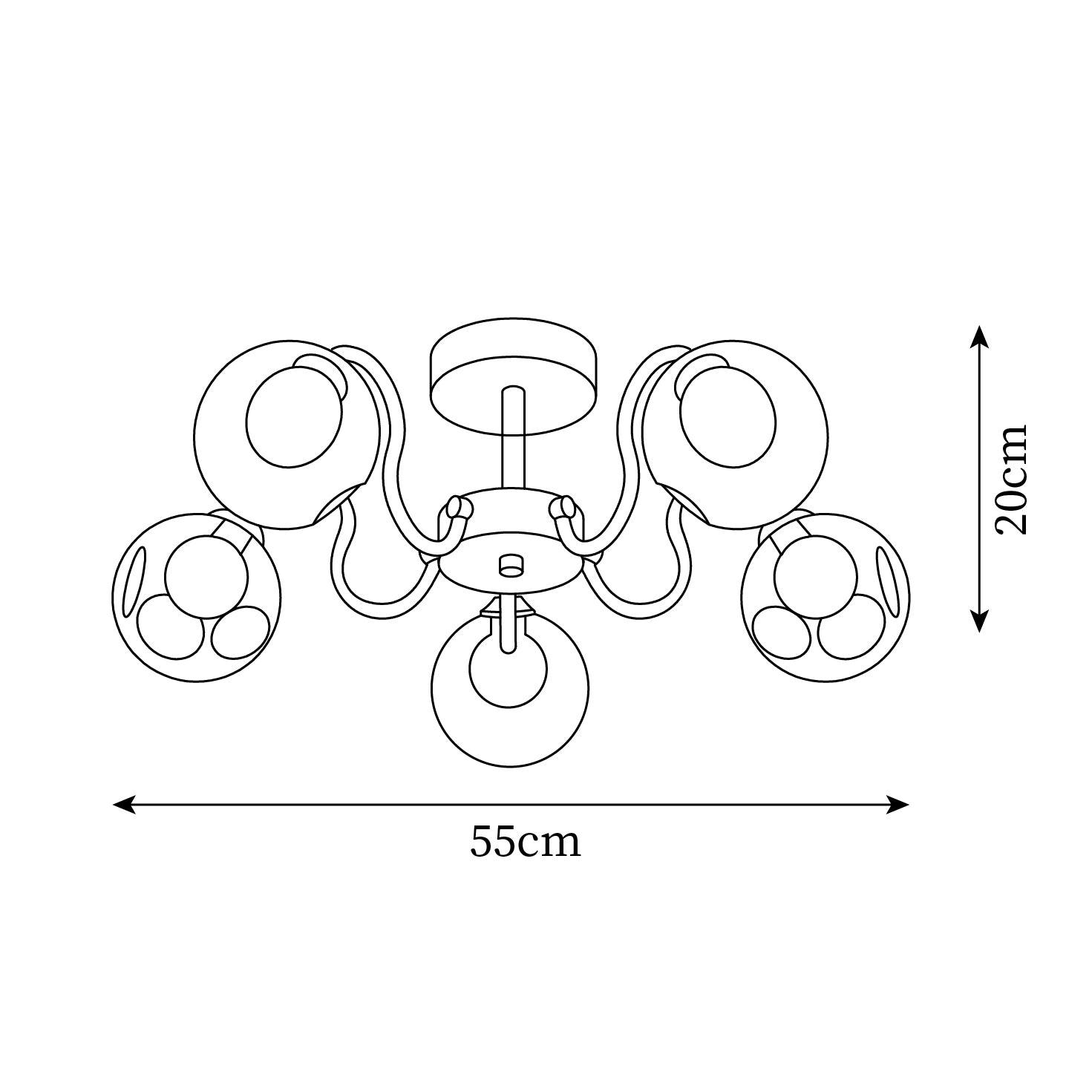 Orb Ceiling Lamp Bloom Glass Globe Arms Modern Living Room - Letslighting