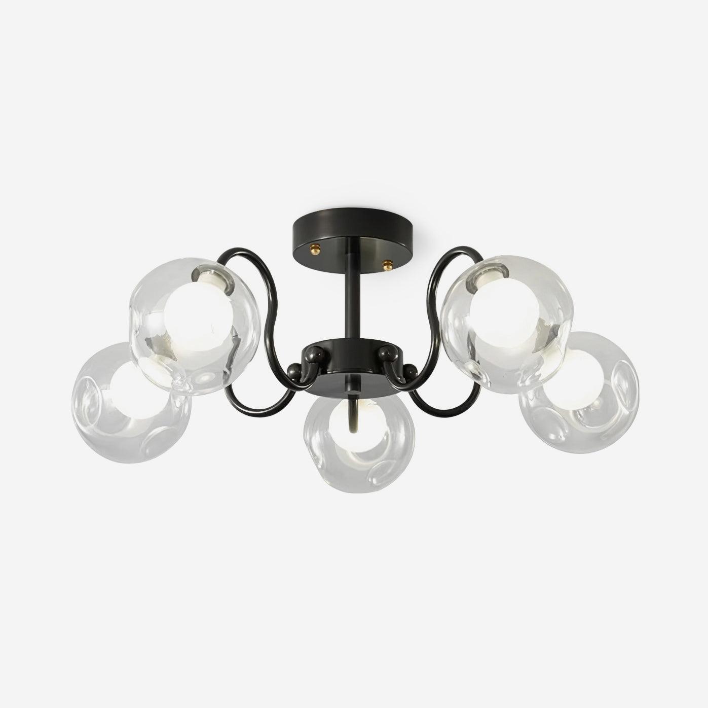 Orb Ceiling Lamp Bloom Glass Globe Arms Modern Living Room - Letslighting