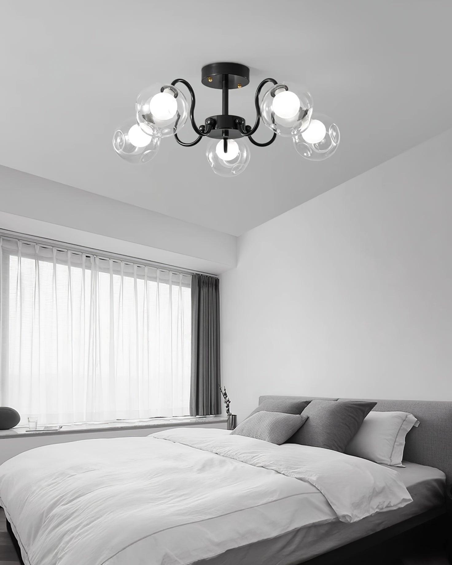 Orb Ceiling Lamp Bloom Glass Globe Arms Modern Living Room - Letslighting