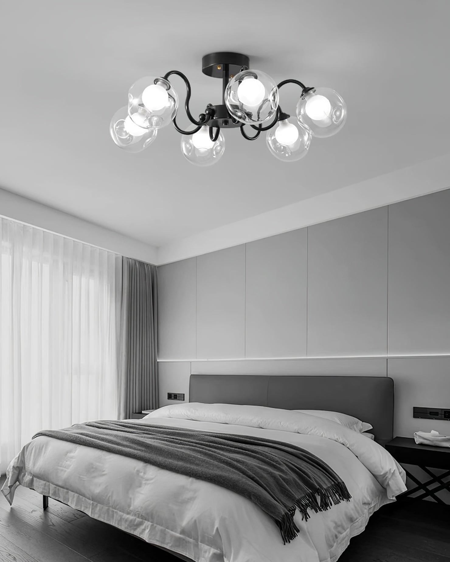 Orb Ceiling Lamp Bloom Glass Globe Arms Modern Living Room - Letslighting