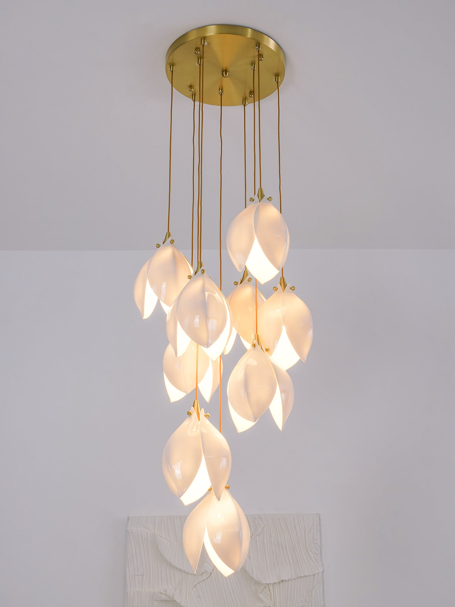 Lustra Pendant Lamp White Floral Ceramic - Letslighting
