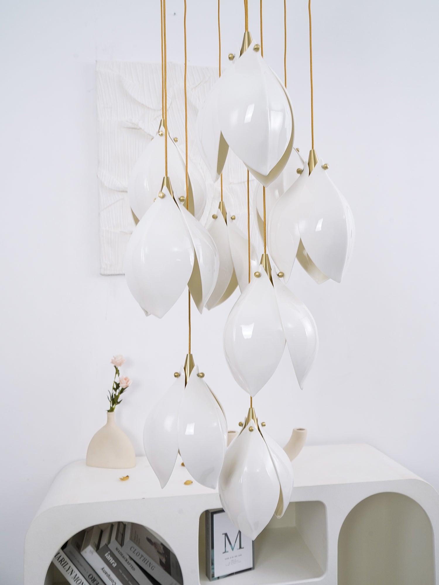 Lustra Pendant Lamp White Floral Ceramic - Letslighting