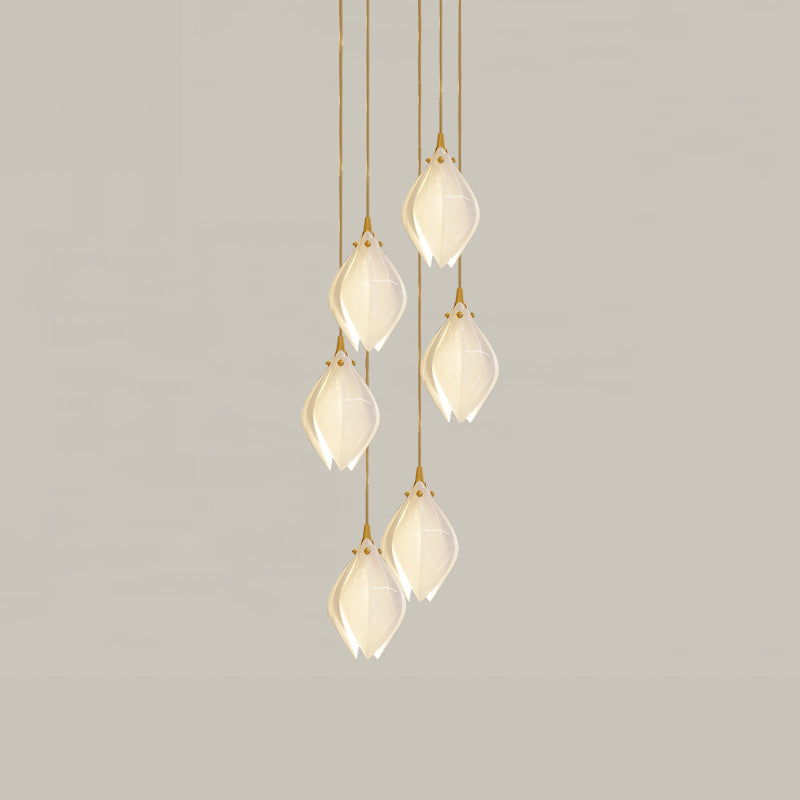 Lustra Pendant Lamp White Floral Ceramic - Letslighting