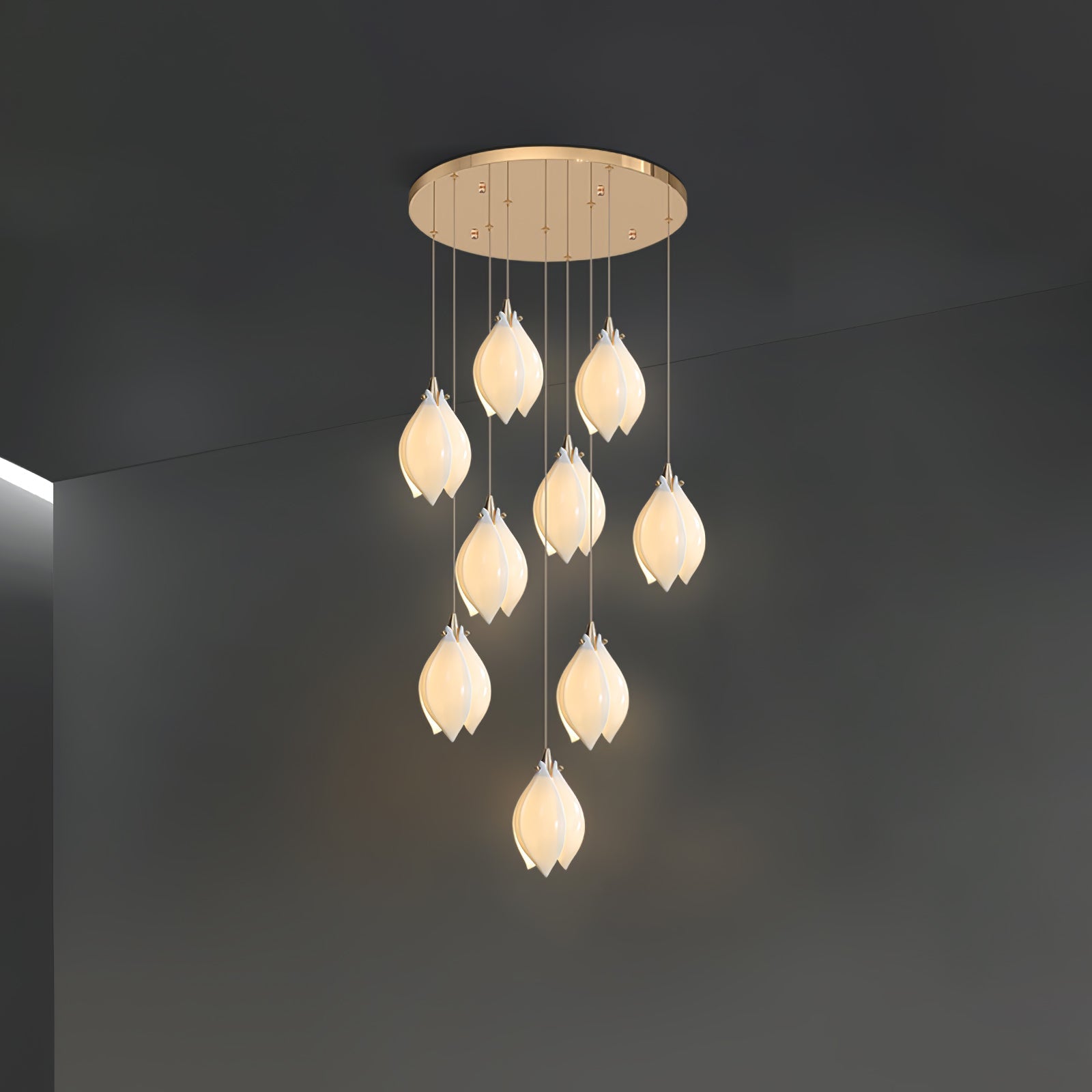 Lustra Pendant Lamp White Floral Ceramic - Letslighting