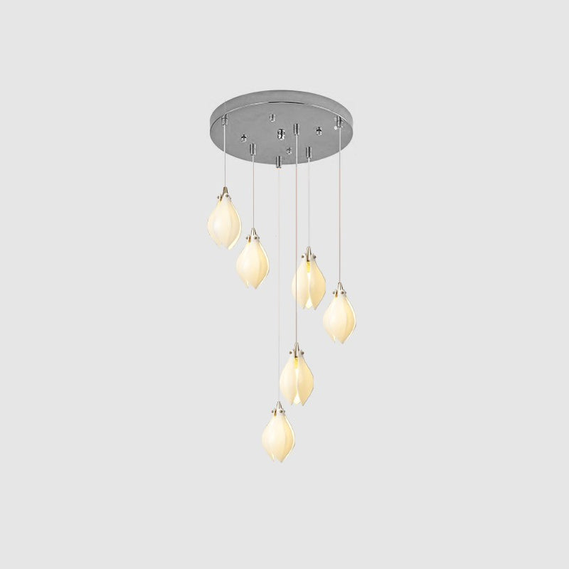 Lustra Pendant Lamp White Floral Ceramic - Letslighting