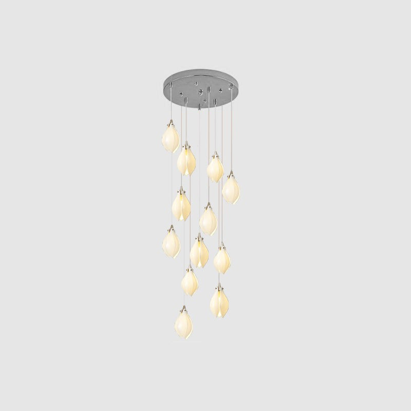 Lustra Pendant Lamp White Floral Ceramic - Letslighting