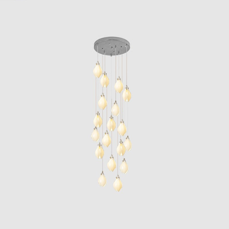 Lustra Pendant Lamp White Floral Ceramic - Letslighting