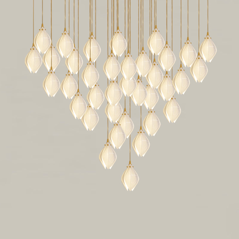 Lustra Pendant Lamp White Floral Ceramic - Letslighting
