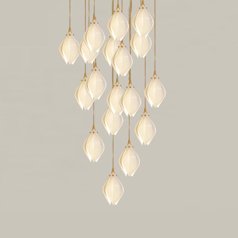 Lustra Pendant Lamp White Floral Ceramic - Letslighting