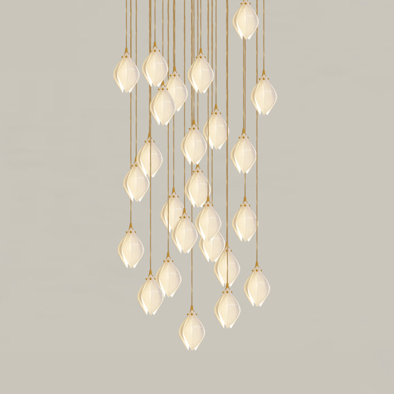 Lustra Pendant Lamp White Floral Ceramic - Letslighting