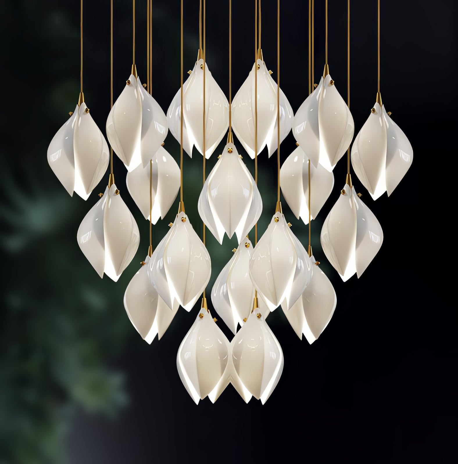 Lustra Pendant Lamp White Floral Ceramic - Letslighting