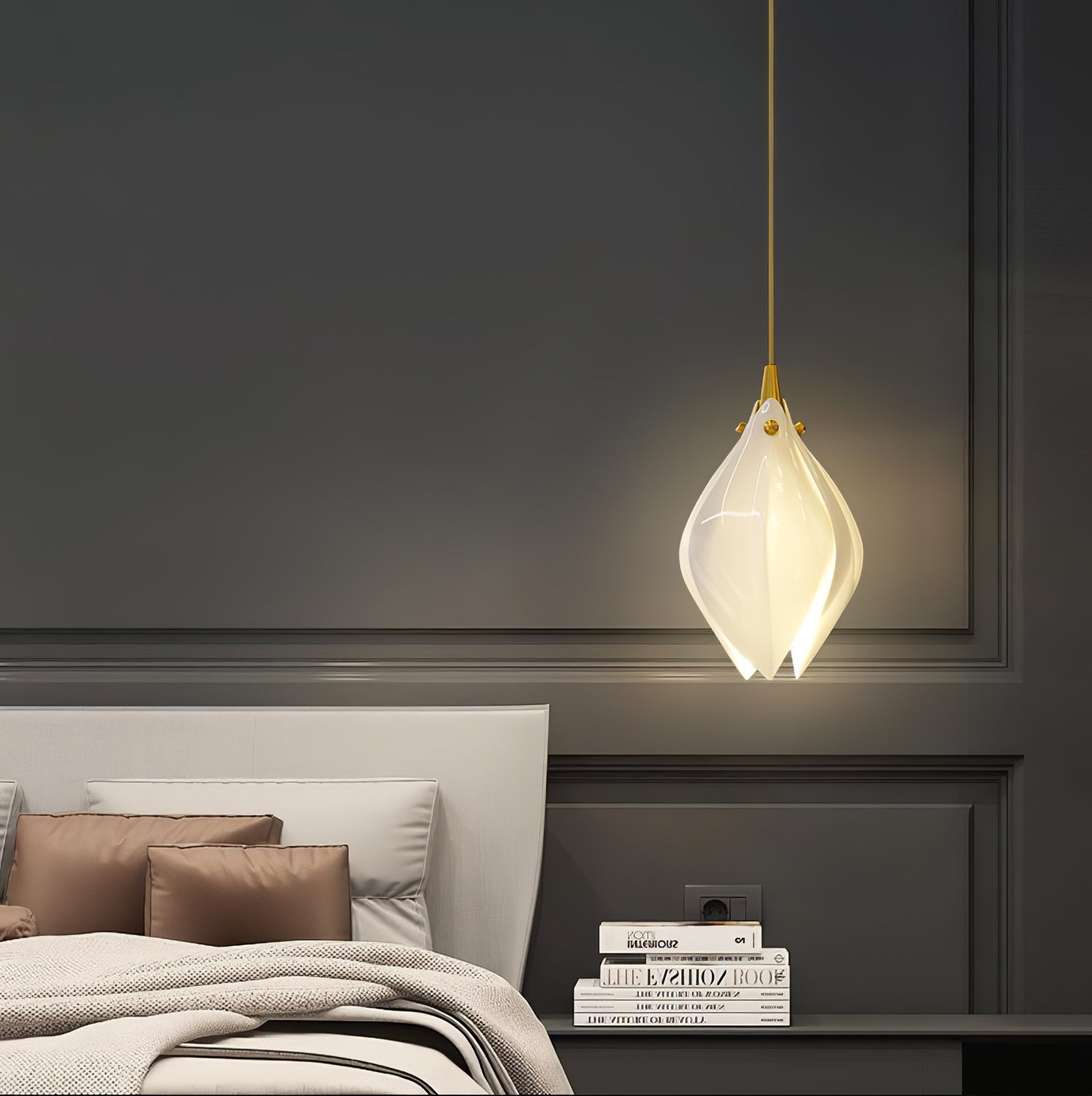 Lustra Pendant Lamp White Floral Ceramic - Letslighting