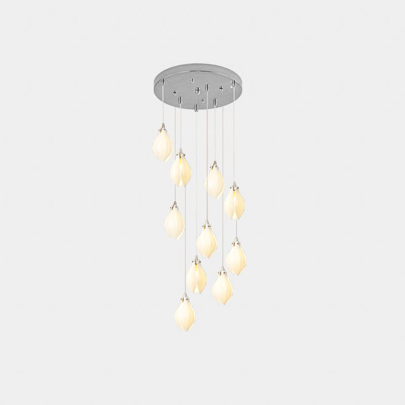 Lustra Pendant Lamp White Floral Ceramic - Letslighting