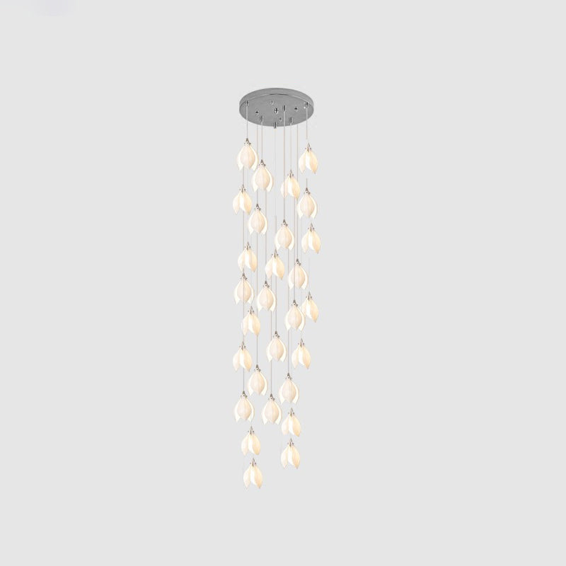 Lustra Pendant Lamp White Floral Ceramic - Letslighting