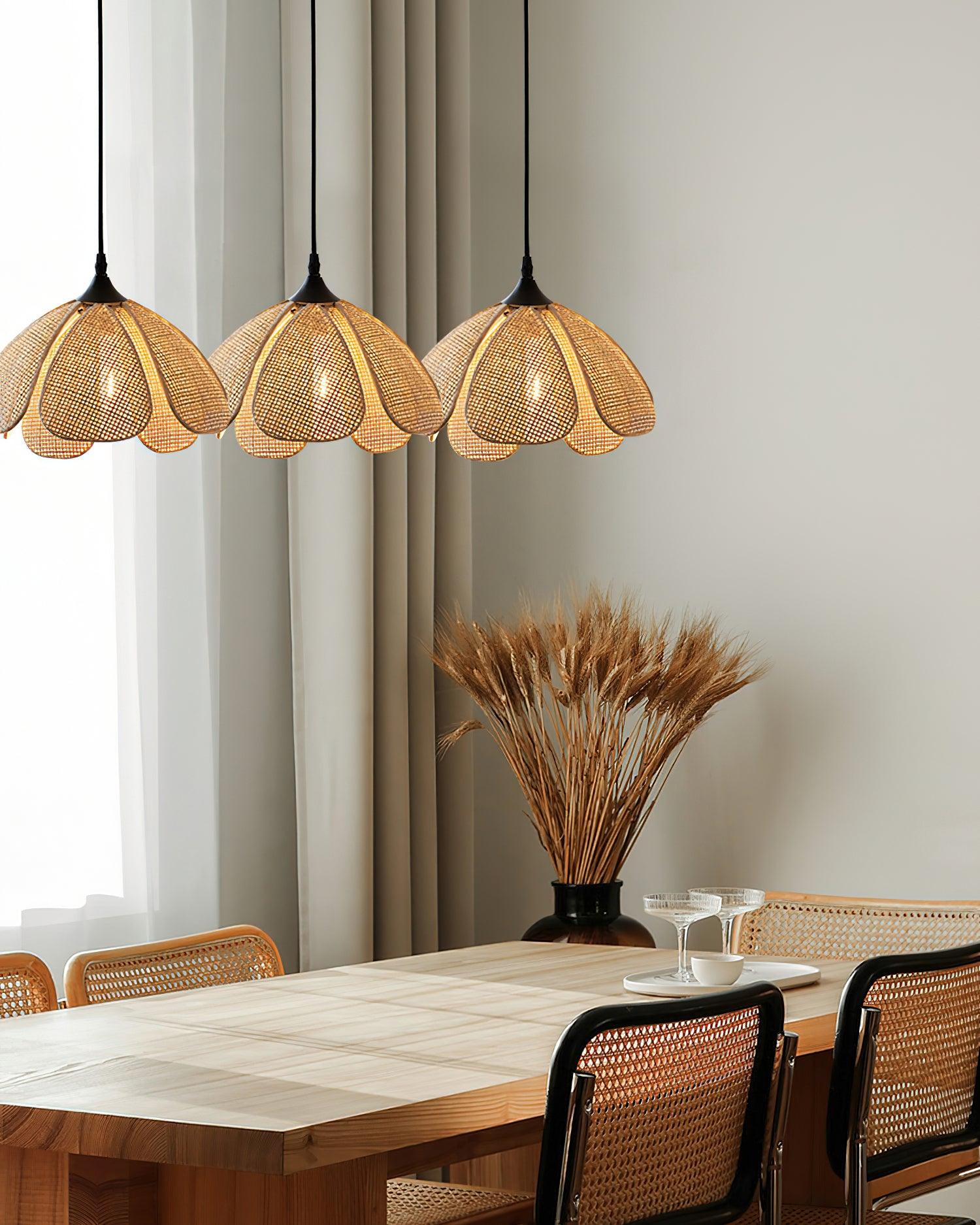 Eurvinel Elegance Bloom Rattan Fabric Pendant Lamp - Letslighting