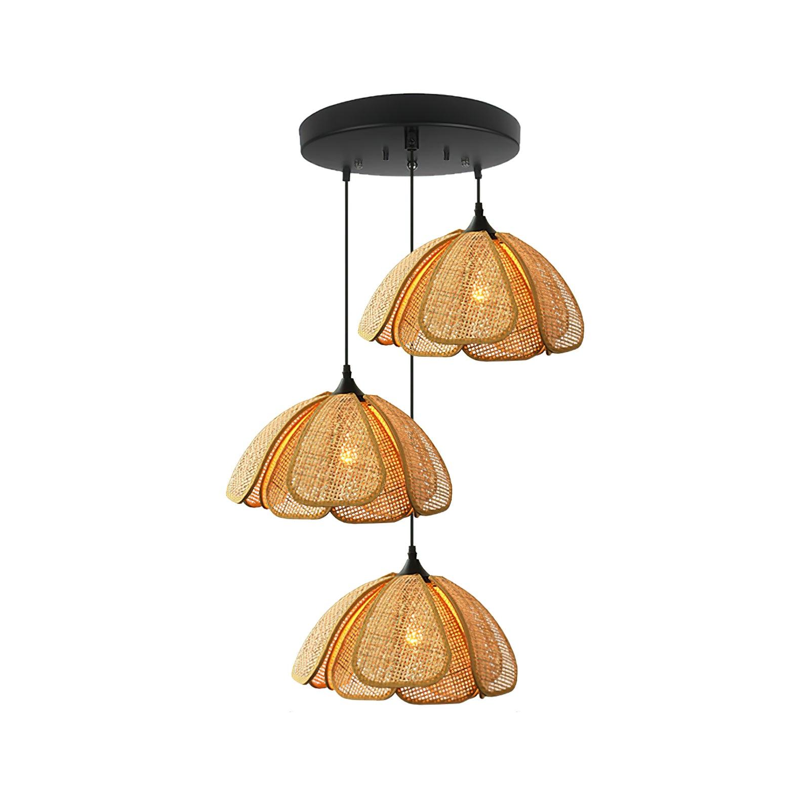 Eurvinel Elegance Bloom Rattan Fabric Pendant Lamp - Letslighting
