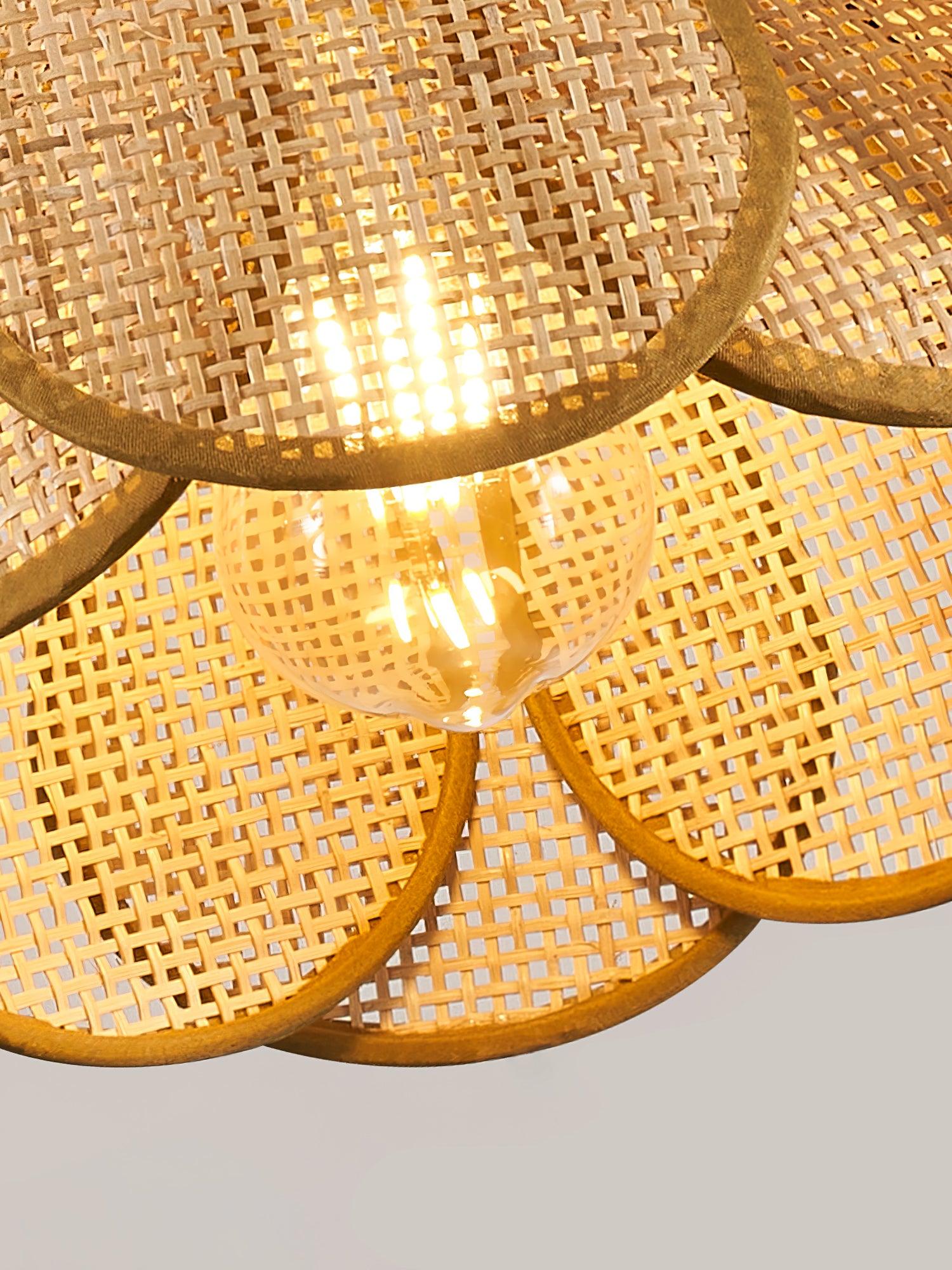 Eurvinel Elegance Bloom Rattan Fabric Pendant Lamp - Letslighting