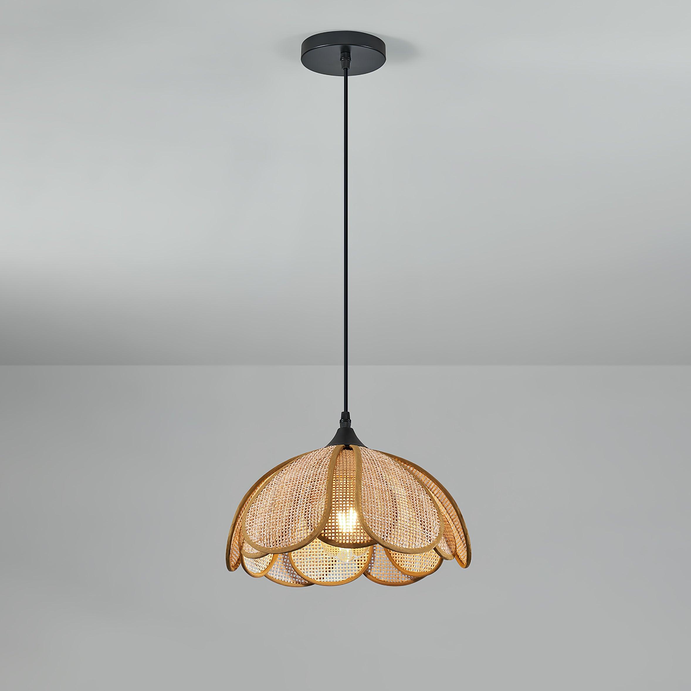 Eurvinel Elegance Bloom Rattan Fabric Pendant Lamp - Letslighting