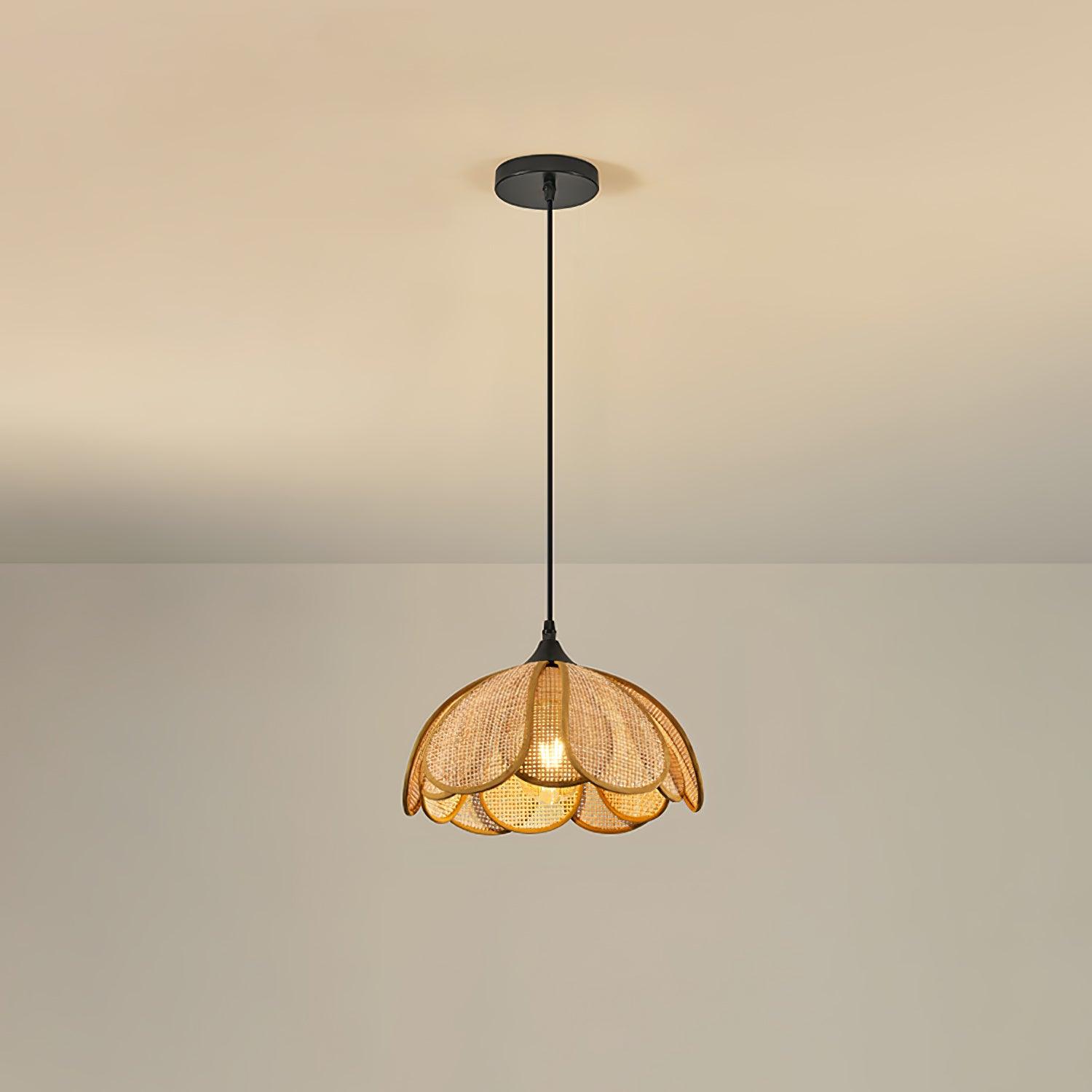 Eurvinel Elegance Bloom Rattan Fabric Pendant Lamp - Letslighting