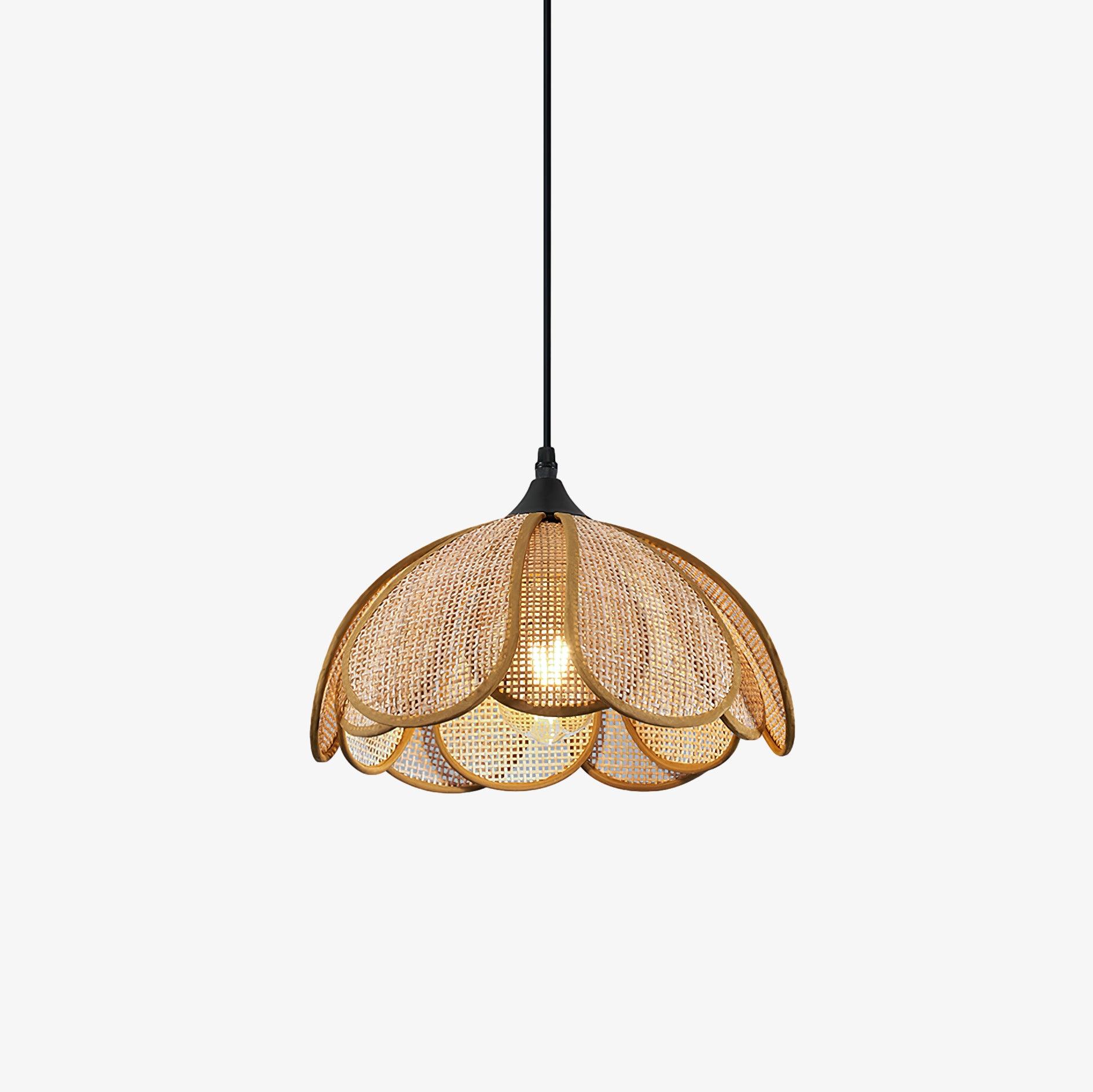 Eurvinel Elegance Bloom Rattan Fabric Pendant Lamp - Letslighting