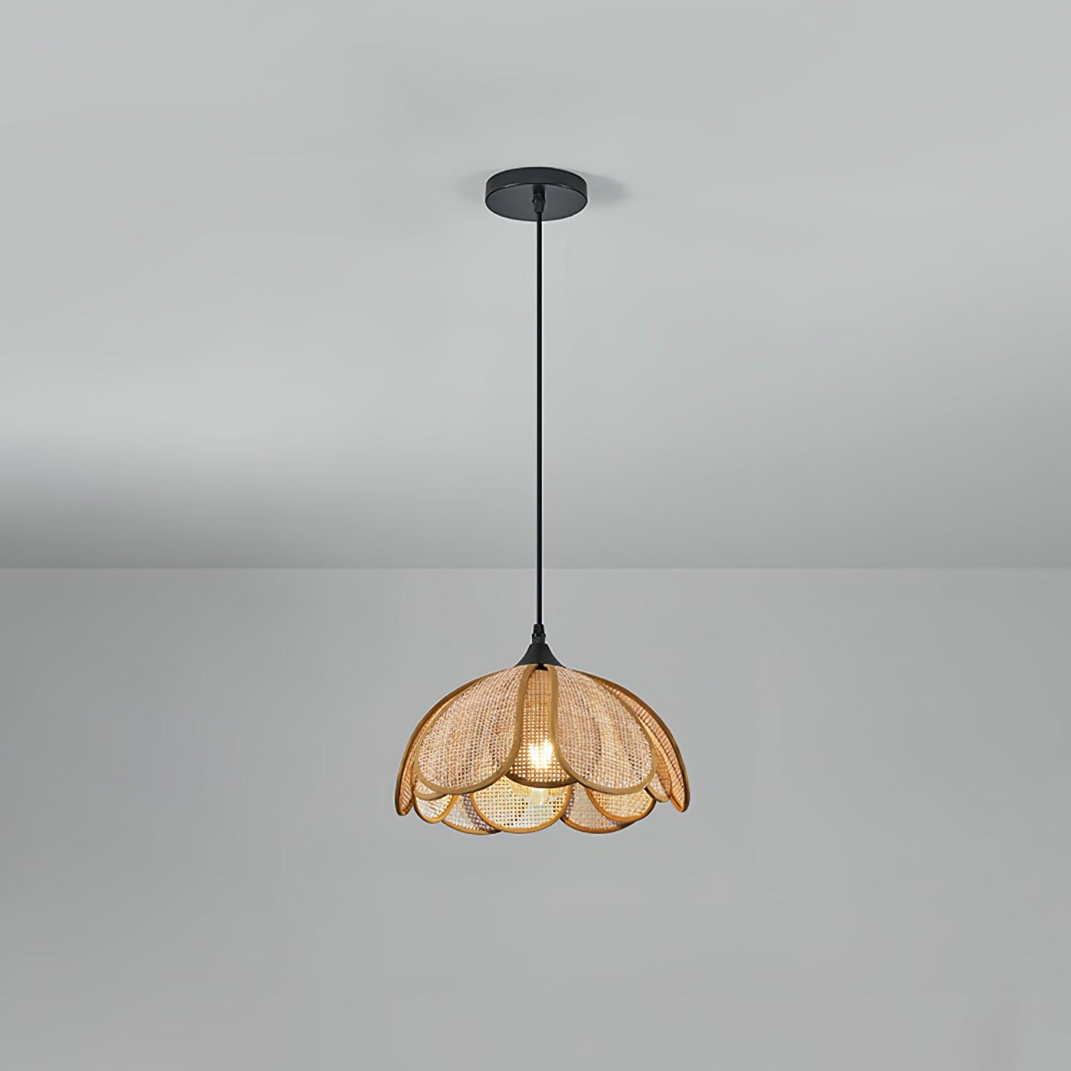 Eurvinel Elegance Bloom Rattan Fabric Pendant Lamp - Letslighting