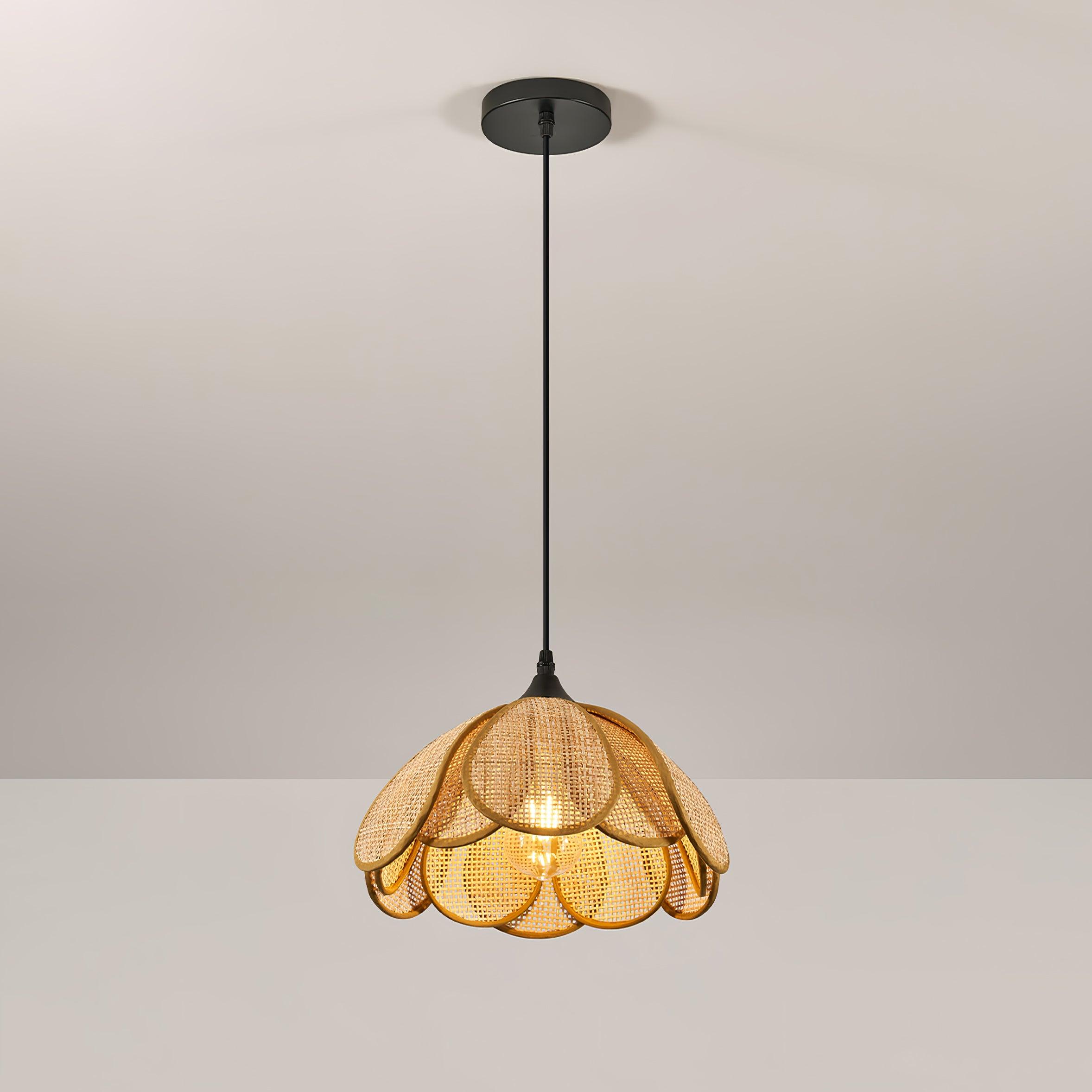 Eurvinel Elegance Bloom Rattan Fabric Pendant Lamp - Letslighting
