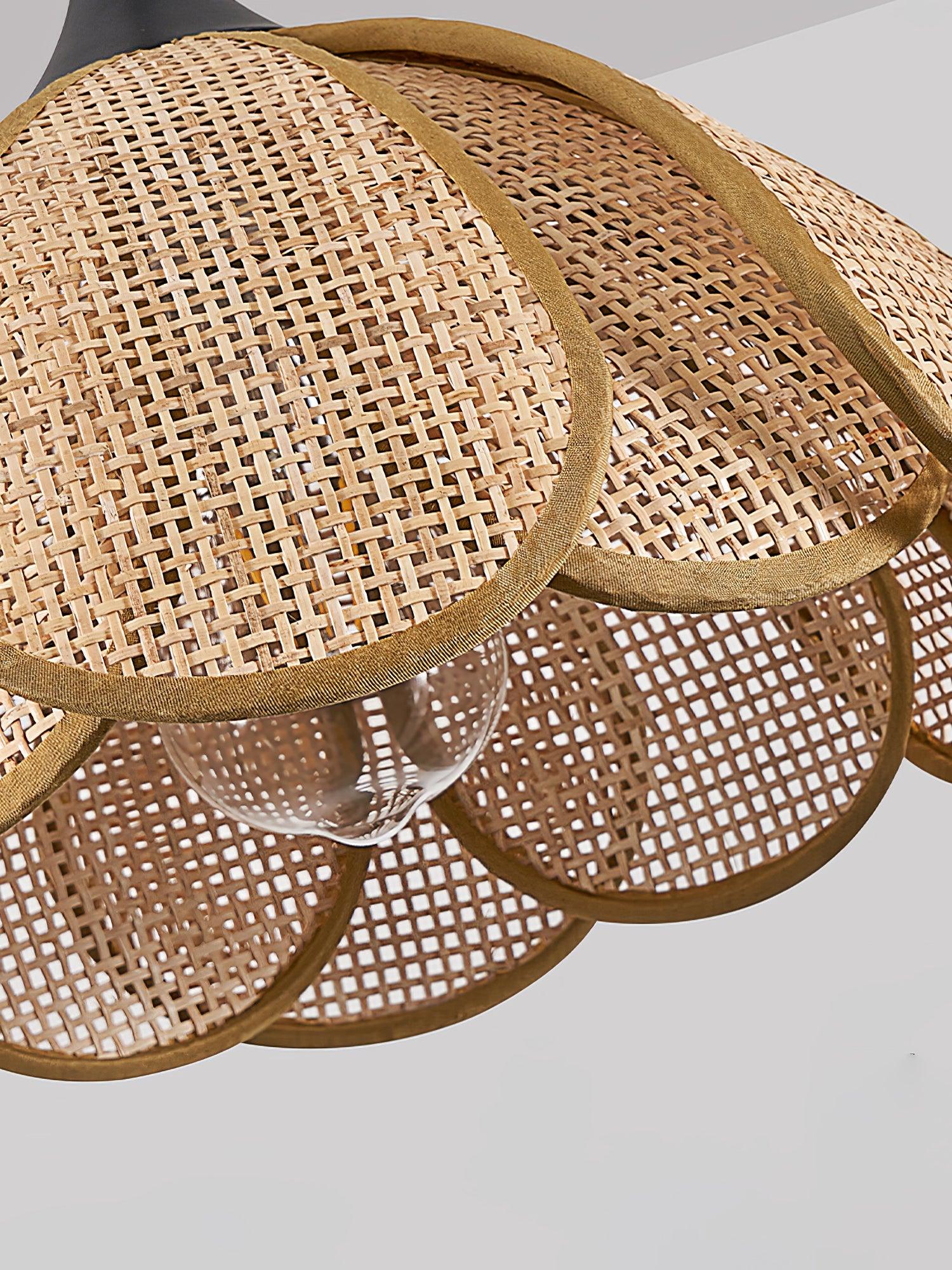Eurvinel Elegance Bloom Rattan Fabric Pendant Lamp - Letslighting