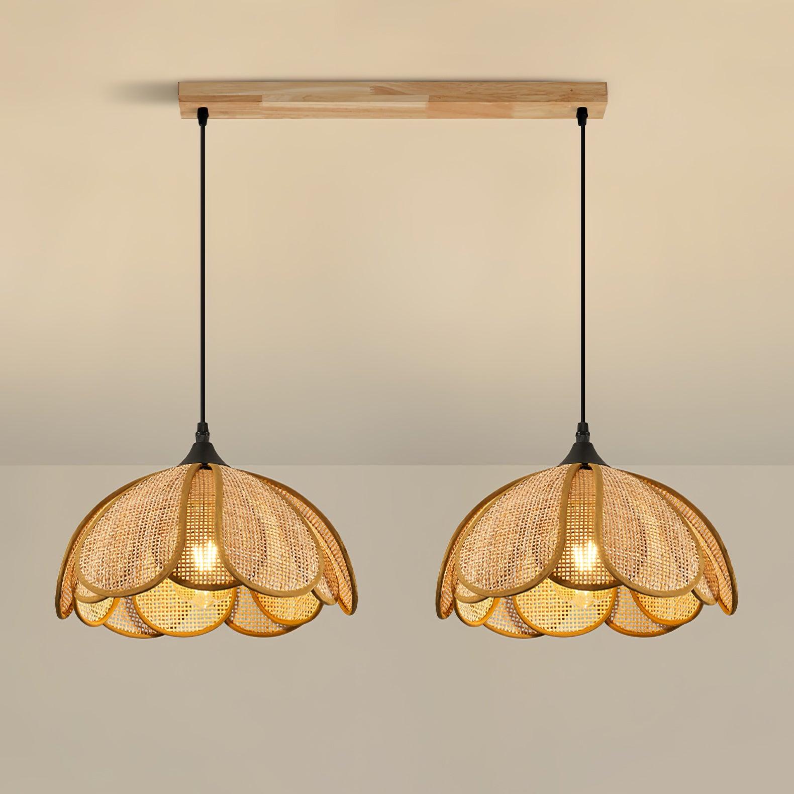 Eurvinel Elegance Bloom Rattan Fabric Pendant Lamp - Letslighting