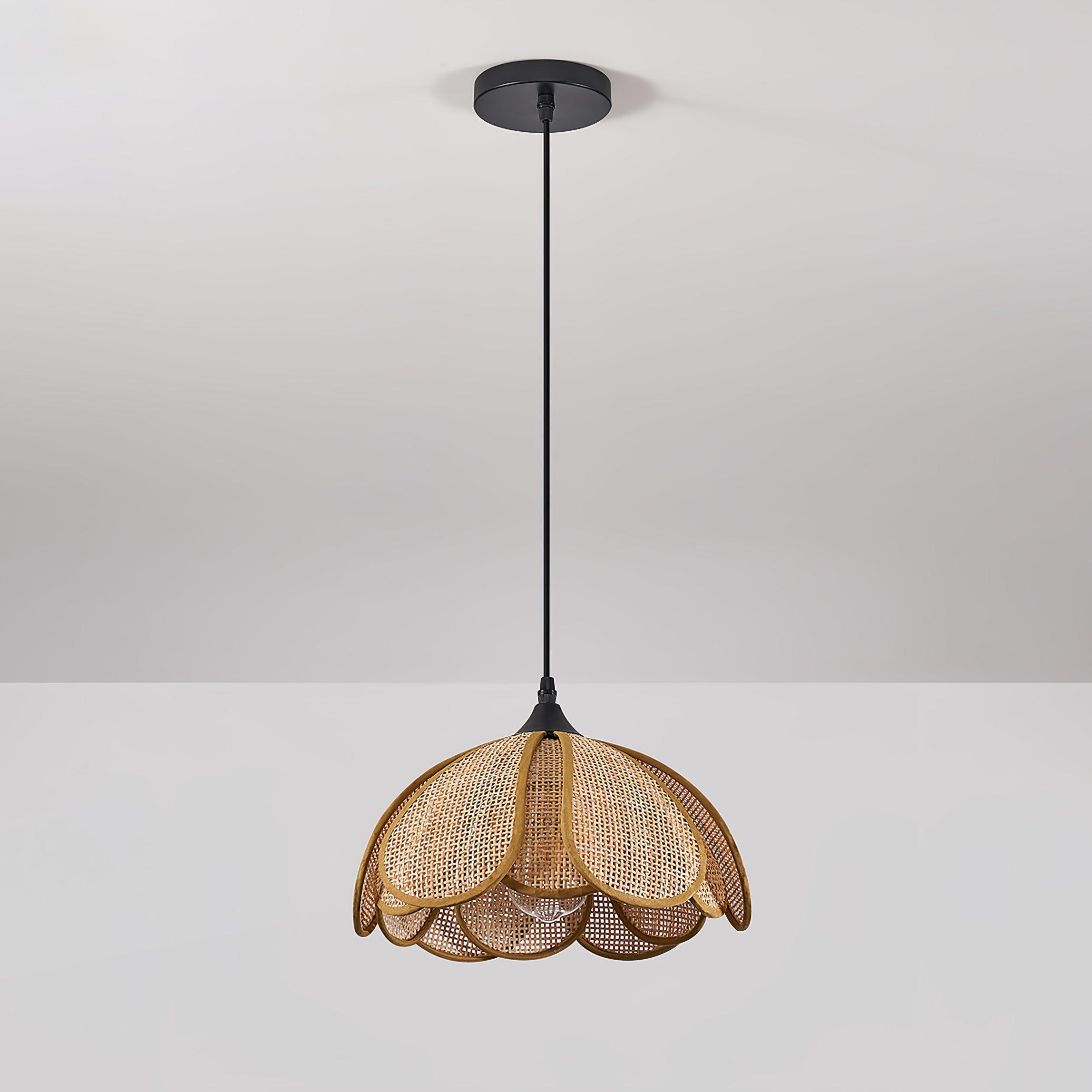 Eurvinel Elegance Bloom Rattan Fabric Pendant Lamp - Letslighting