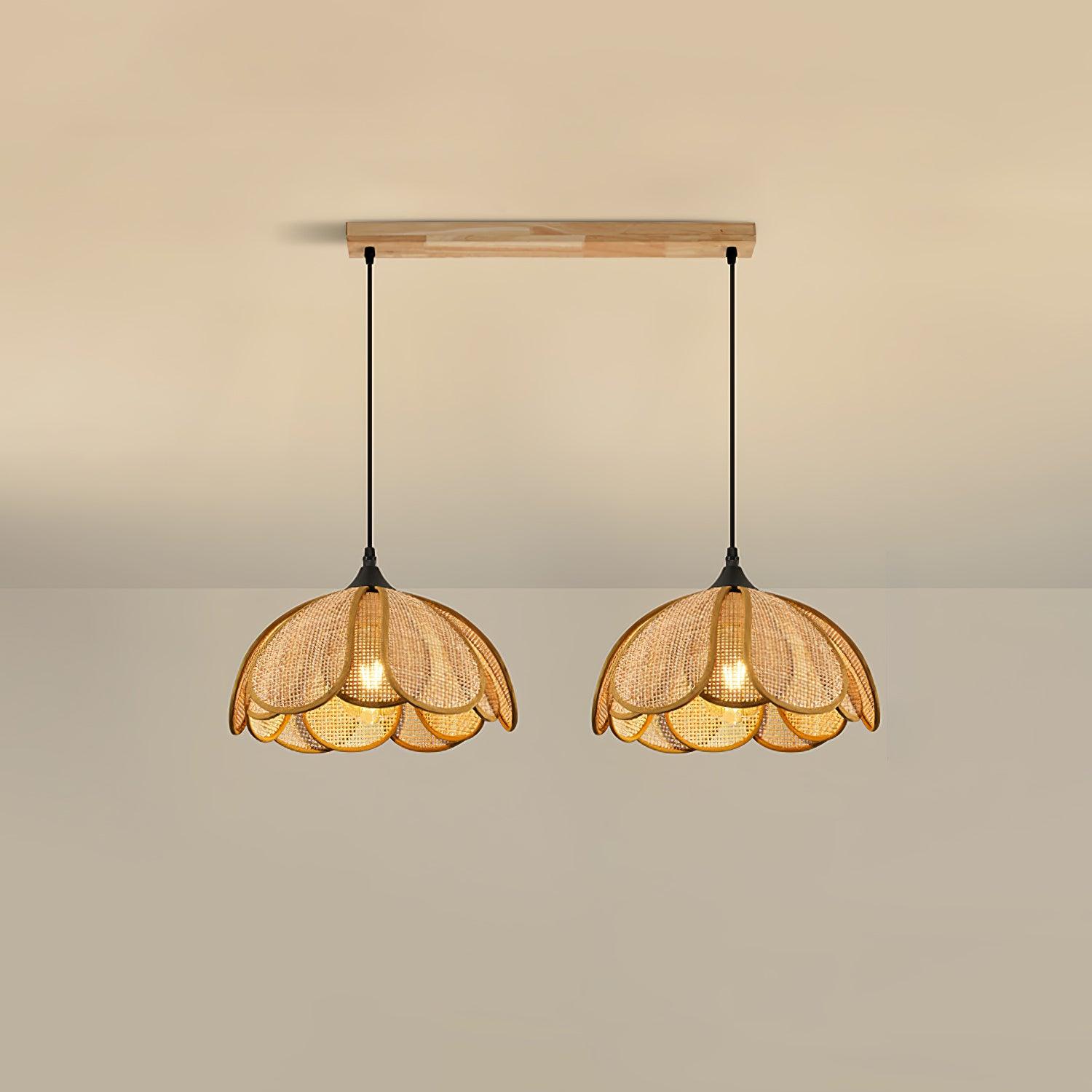 Eurvinel Elegance Bloom Rattan Fabric Pendant Lamp - Letslighting