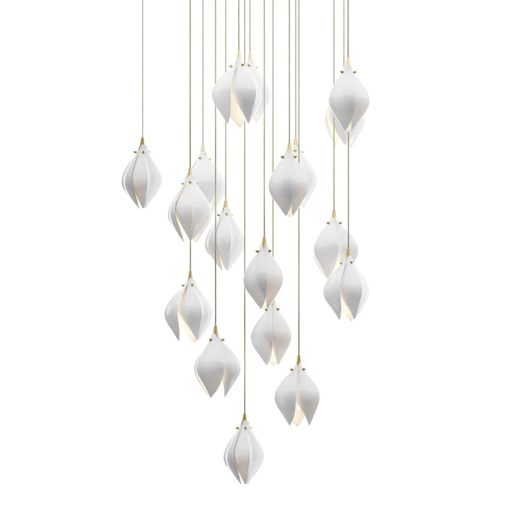 Lustra Pendant Lamp White Floral Ceramic - Letslighting