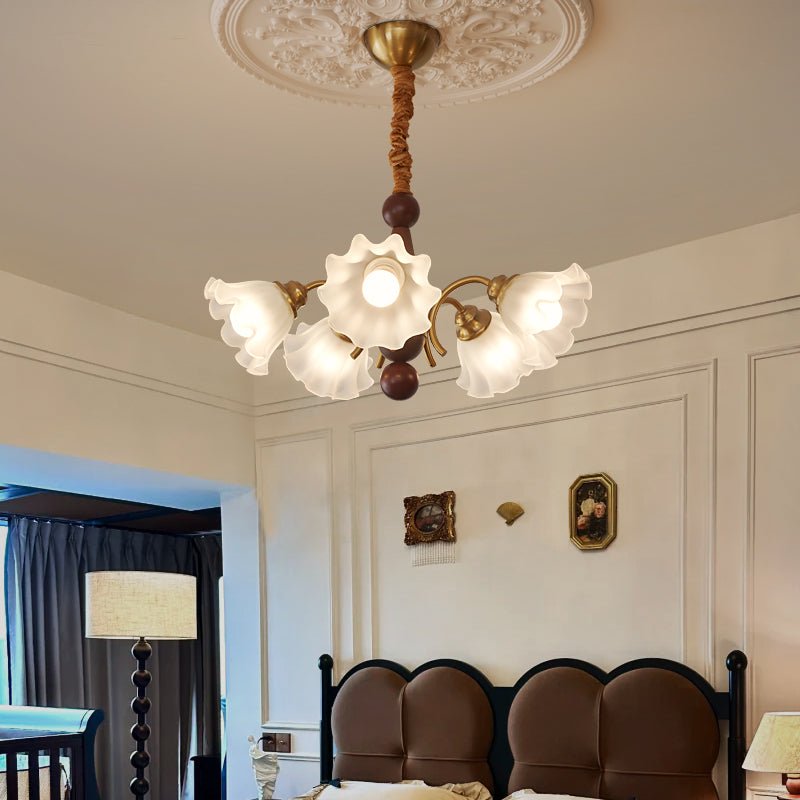 Ilvinan Traditional Elegance Wood Glass Chandelier - Letslighting