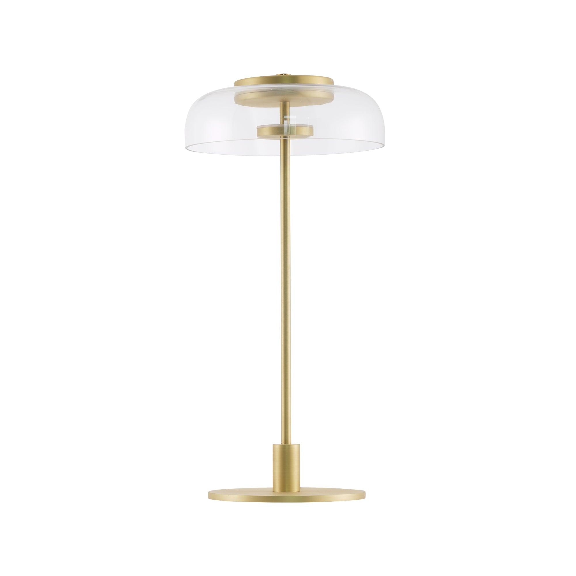 Solara Table Lamp Clear Glass Shade Wood Base - Letslighting