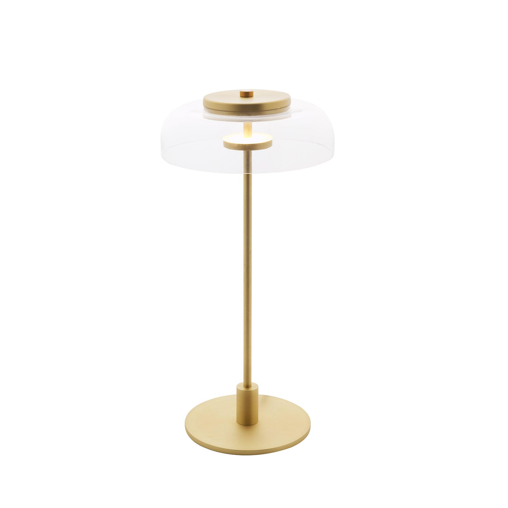 Solara Table Lamp Clear Glass Shade Wood Base - Letslighting