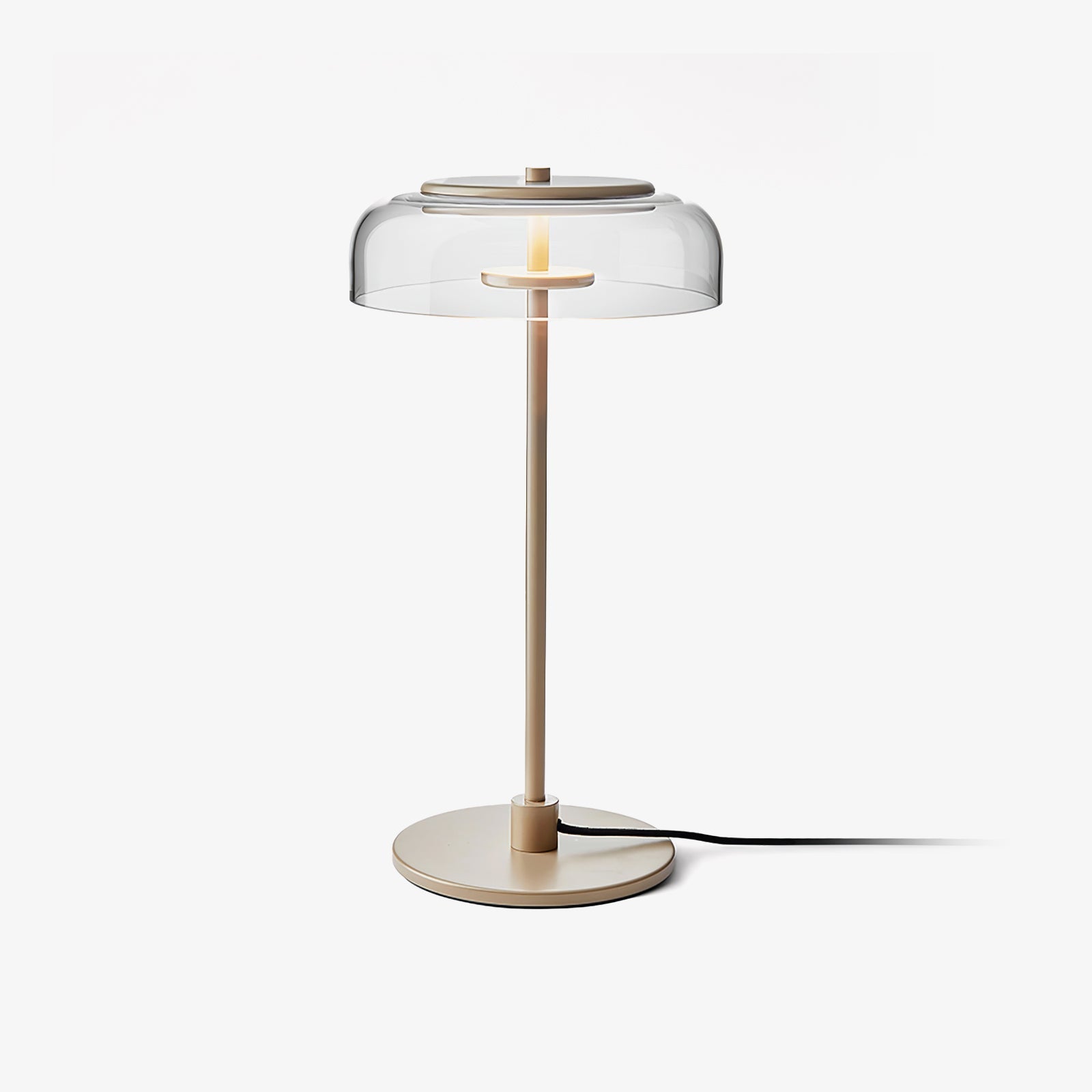 Solara Table Lamp Clear Glass Shade Wood Base - Letslighting