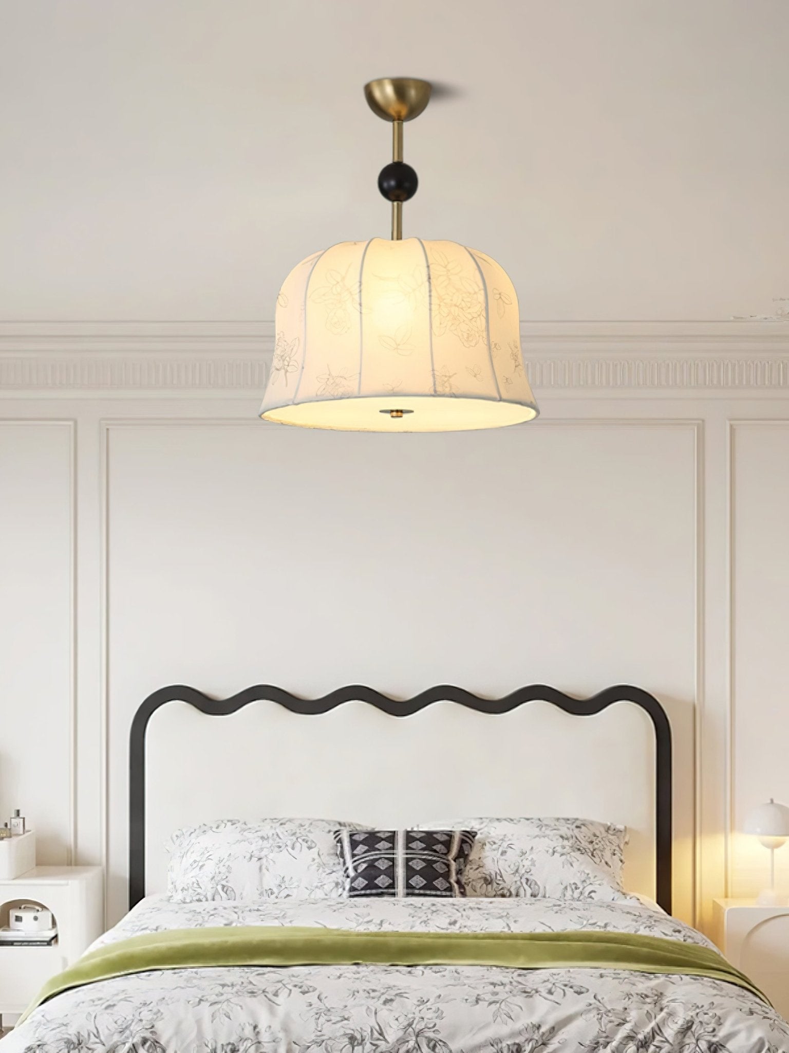 Avnoren Blossom Curve Fabric Wood Pendant Lamp - Letslighting