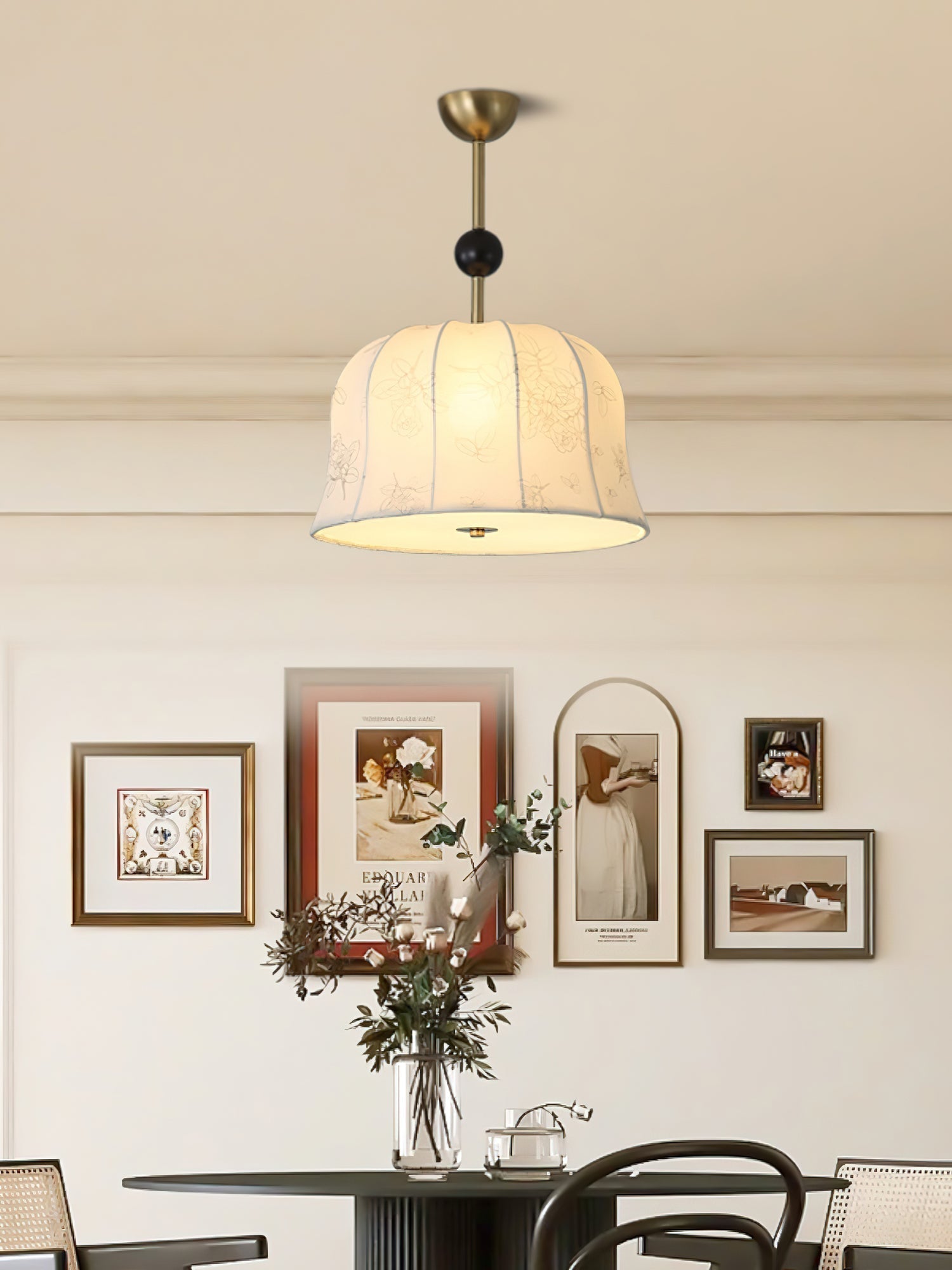 Avnoren Blossom Curve Fabric Wood Pendant Lamp - Letslighting