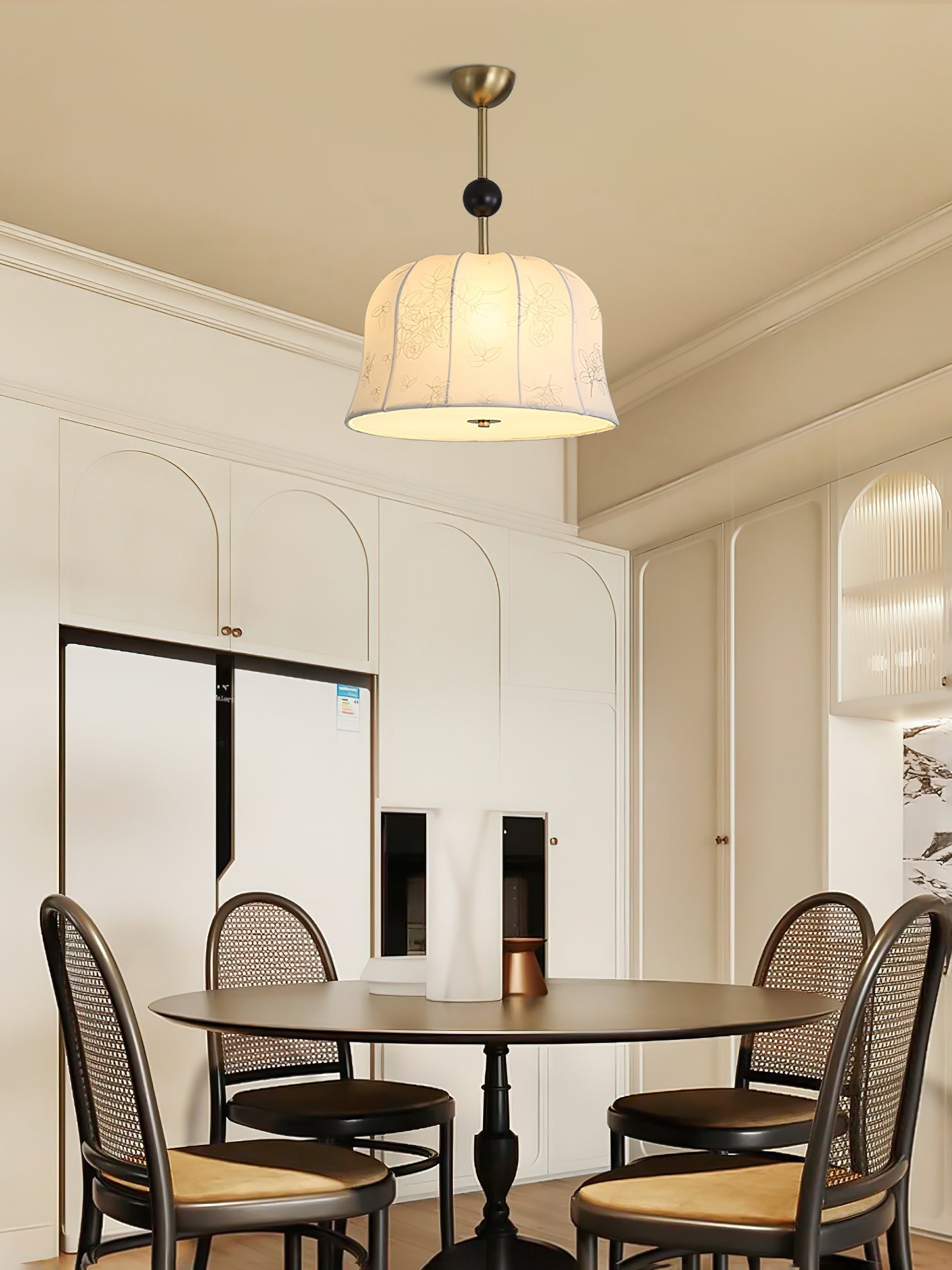 Avnoren Blossom Curve Fabric Wood Pendant Lamp - Letslighting