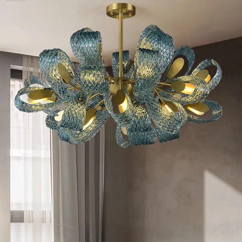 Valentina Vintage Art Deco Glass Chandelier Living Room - Letslighting