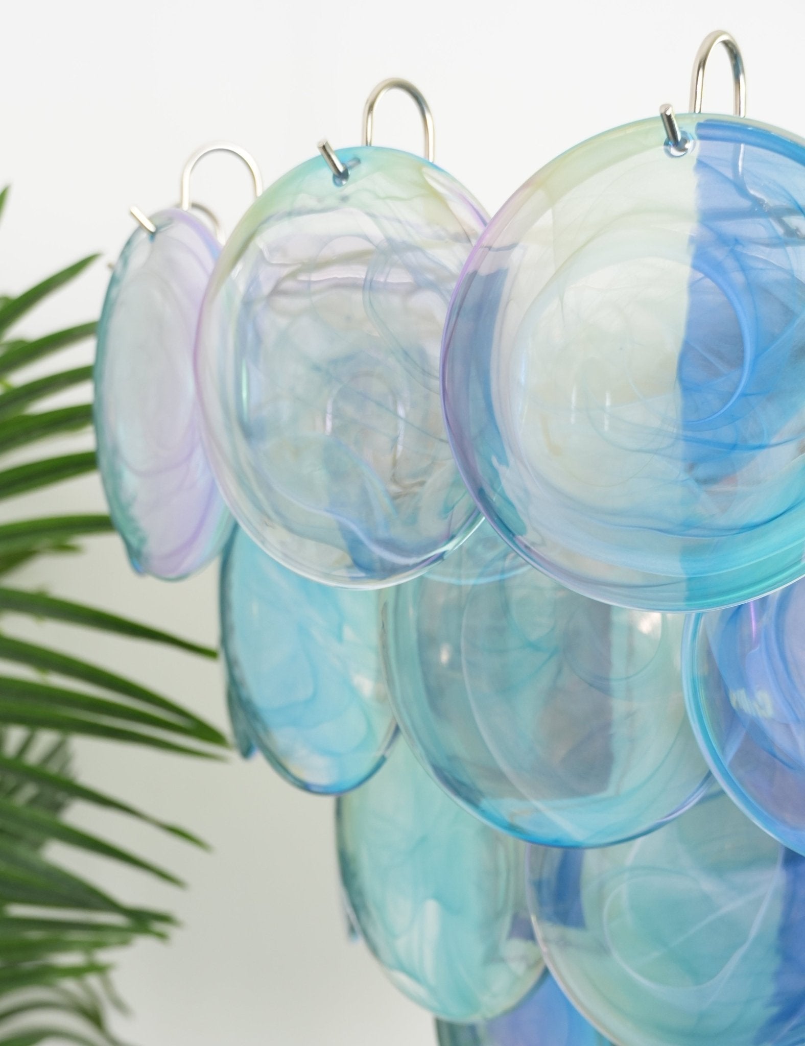 Aurora Chandelier Blue Murano Glass Disc Elegant - Letslighting