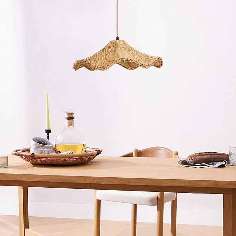 Ritta Classic Wave LED Pendant Light Rattan Dining Room/Living Room - Letslighting