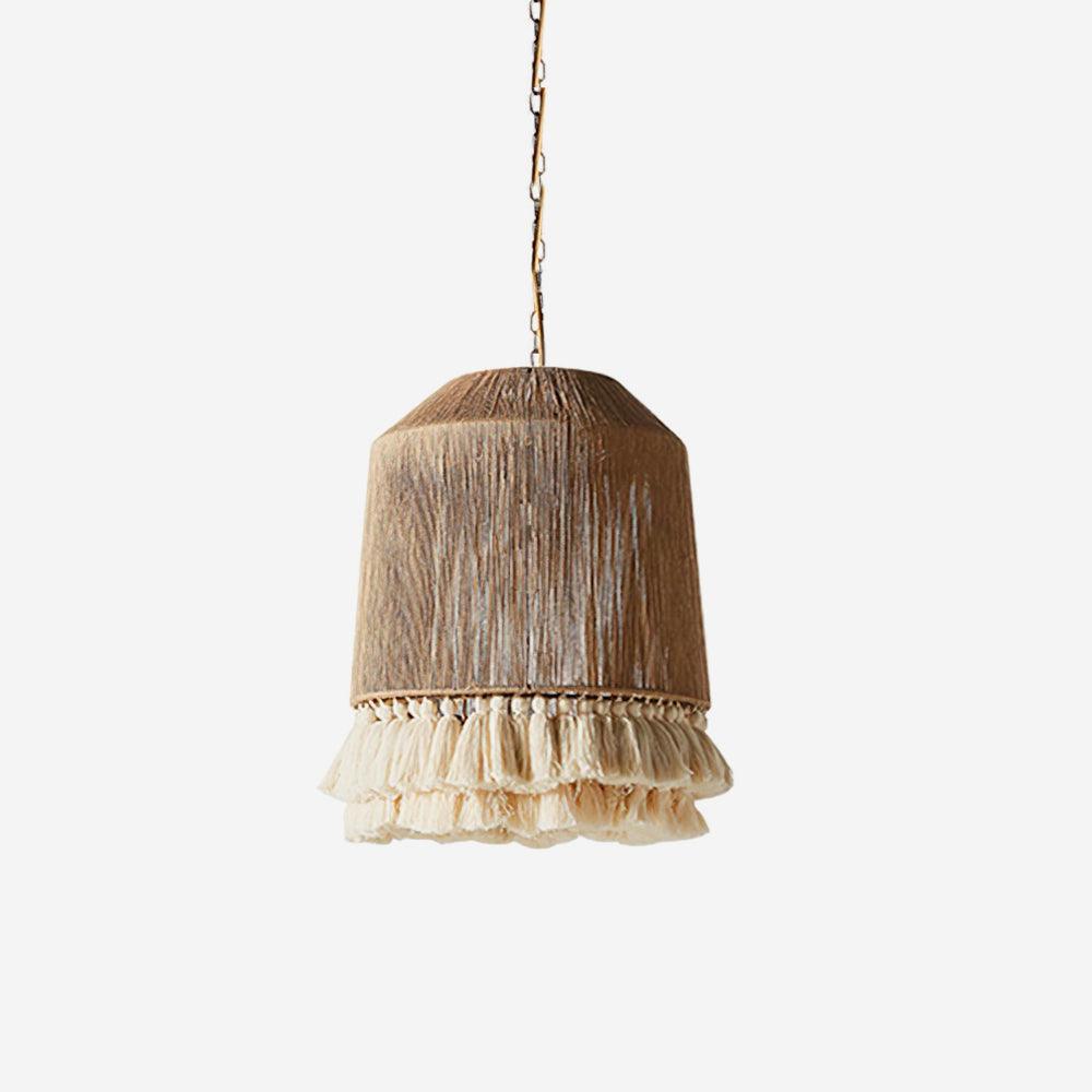 Pendant Lamp Cotton Yarn Shade Ruffled Fringe Boho Handmade - Letslighting