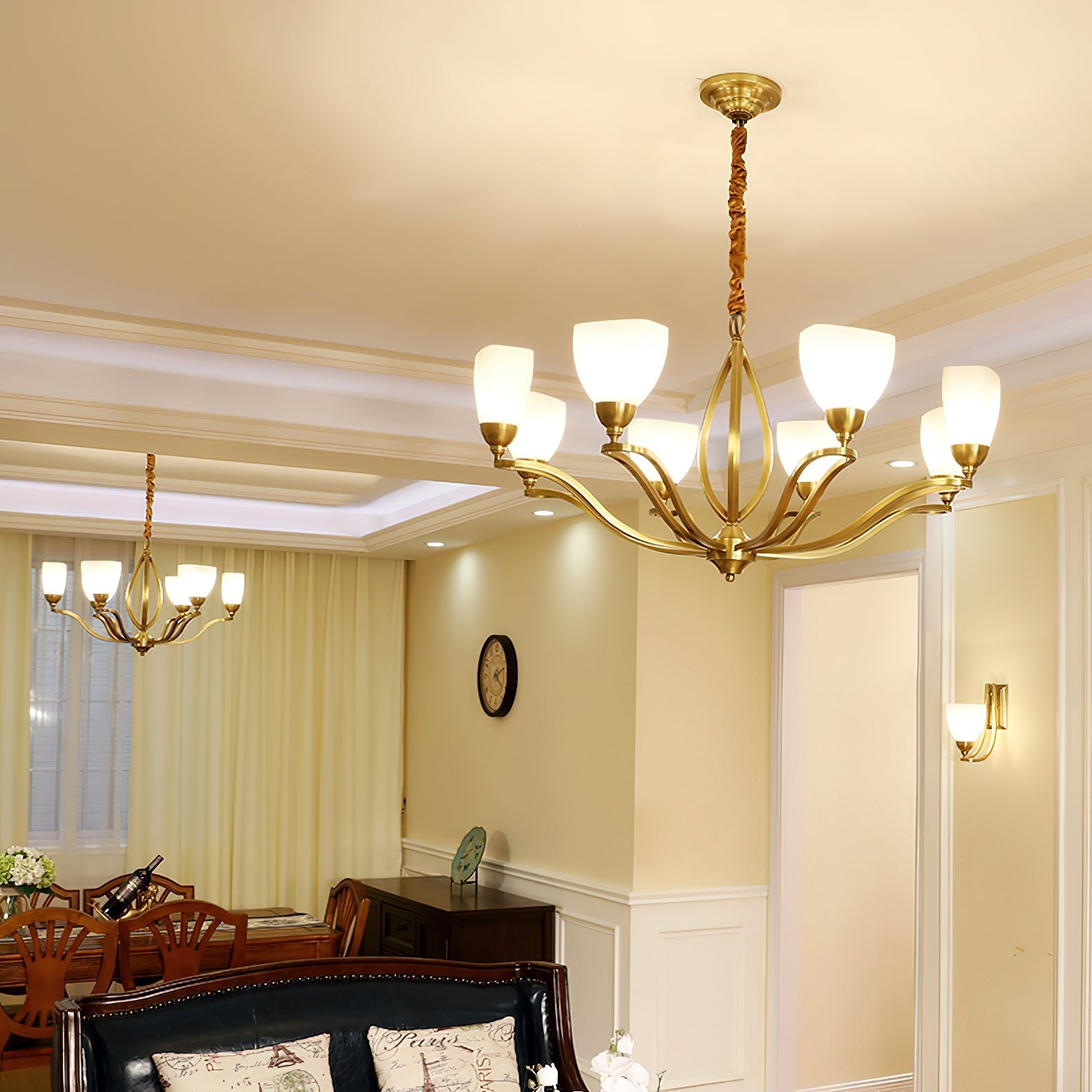 Dvaluvyj Postmodern Luxury Brass Glass Chandelier - Letslighting