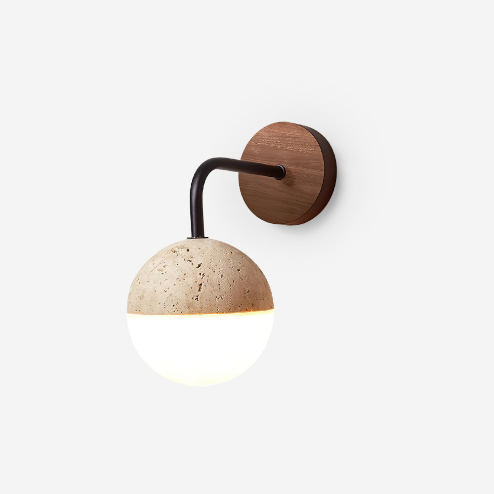 Ritta Wall Lamp Travertine & Acrylic Hemisphere - Letslighting