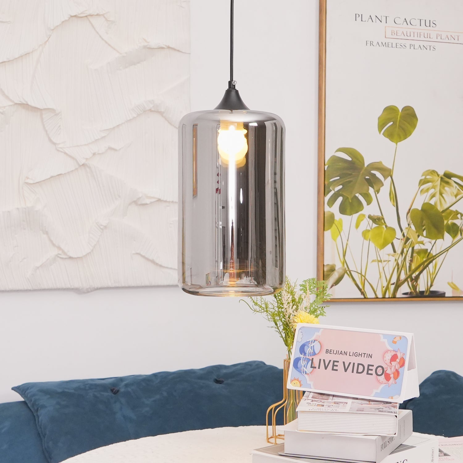Valentina Minimalist Bottle Glass Pendant Light Smoke Gray - Letslighting