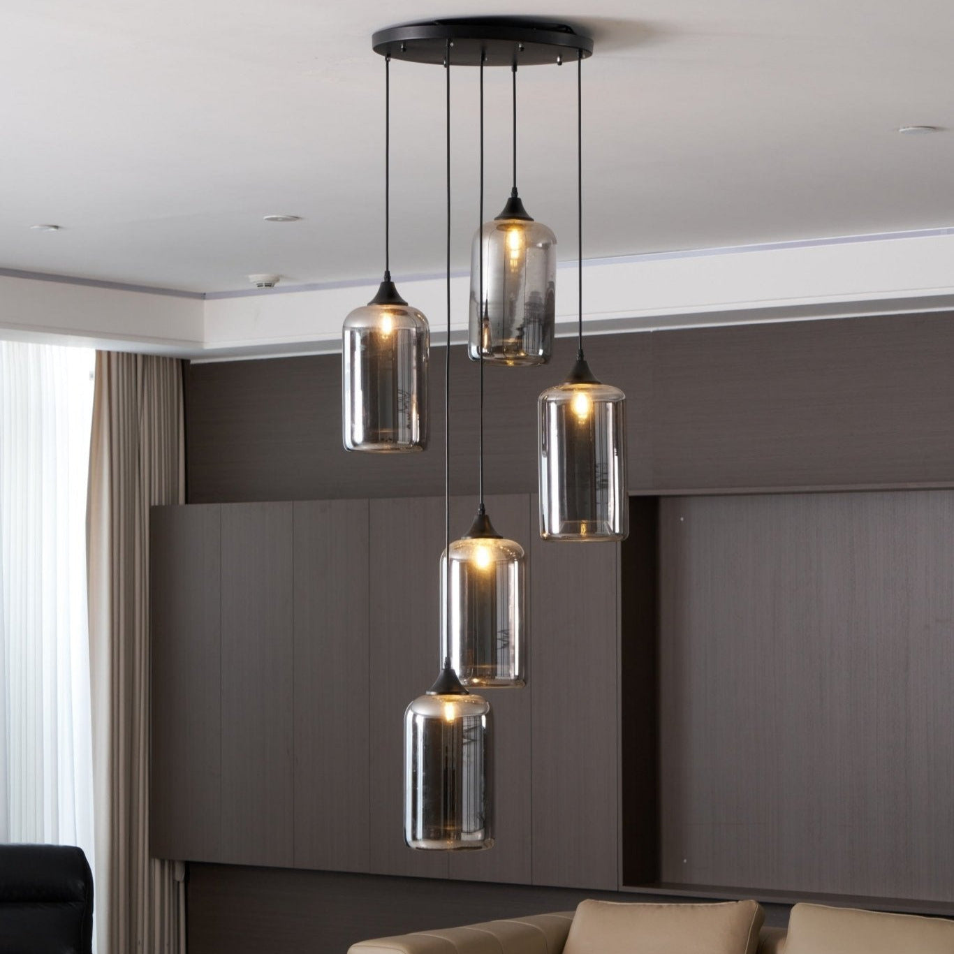 Valentina Minimalist Bottle Glass Pendant Light Smoke Gray - Letslighting
